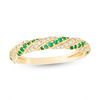 Thumbnail Image 1 of Emerald and 1/6 CT. T.W. Diamond Cascading Band in 10K Gold