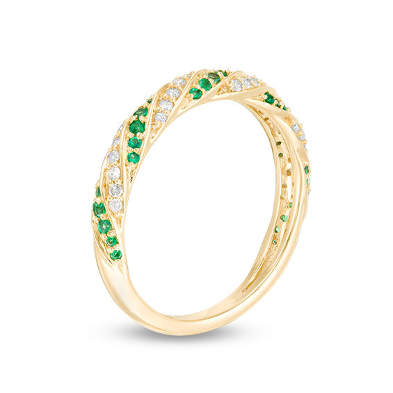 Emerald and 1/6 CT. T.w. Diamond Cascading Band in 10K Gold