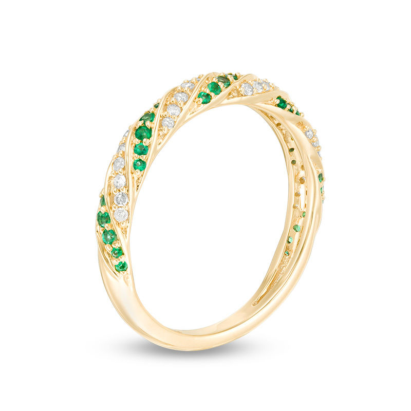 Main Image 2 of Emerald and 1/6 CT. T.W. Diamond Cascading Band in 10K Gold