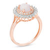 Thumbnail Image 3 of Oval Lab-Created Opal and White Sapphire Starburst Frame Ring in 10K Rose Gold