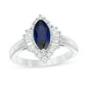 Thumbnail Image 0 of Marquise Lab-Created Blue and White Sapphire Frame Ring in Sterling Silver