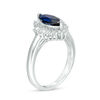 Thumbnail Image 2 of Marquise Lab-Created Blue and White Sapphire Frame Ring in Sterling Silver
