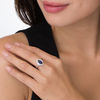 Thumbnail Image 3 of Marquise Lab-Created Blue and White Sapphire Frame Ring in Sterling Silver