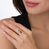 Thumbnail Image 3 of Pear-Shaped and Marquise Blue Sapphire and 1/5 CT. T.W. Diamond Bypass Ring in 10K White Gold