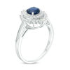 Thumbnail Image 2 of 5.0mm Blue Sapphire and 1/3 CT. T.W. Diamond Double Frame Ring in 10K White Gold