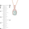 Thumbnail Image 2 of Cushion-Cut Aquamarine and 1/10 CT. T.W. Diamond Frame Doorknocker Drop Pendant in 10K Rose Gold