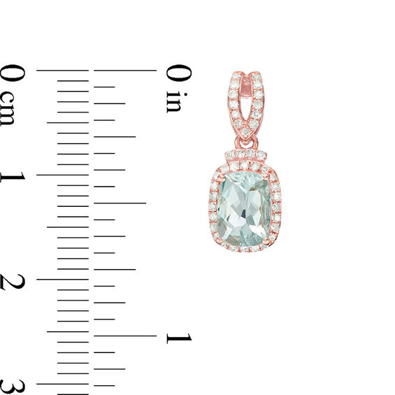 Cushion-Cut Aquamarine and 1/5 CT. T.w. Diamond Frame Doorknocker Drop Earrings in 10K Rose Gold