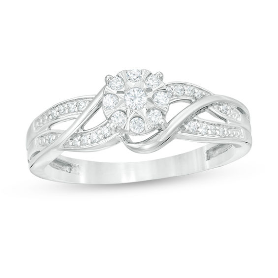1/5 CT. T.w. Composite Diamond Bypass Promise Ring in 10K White Gold
