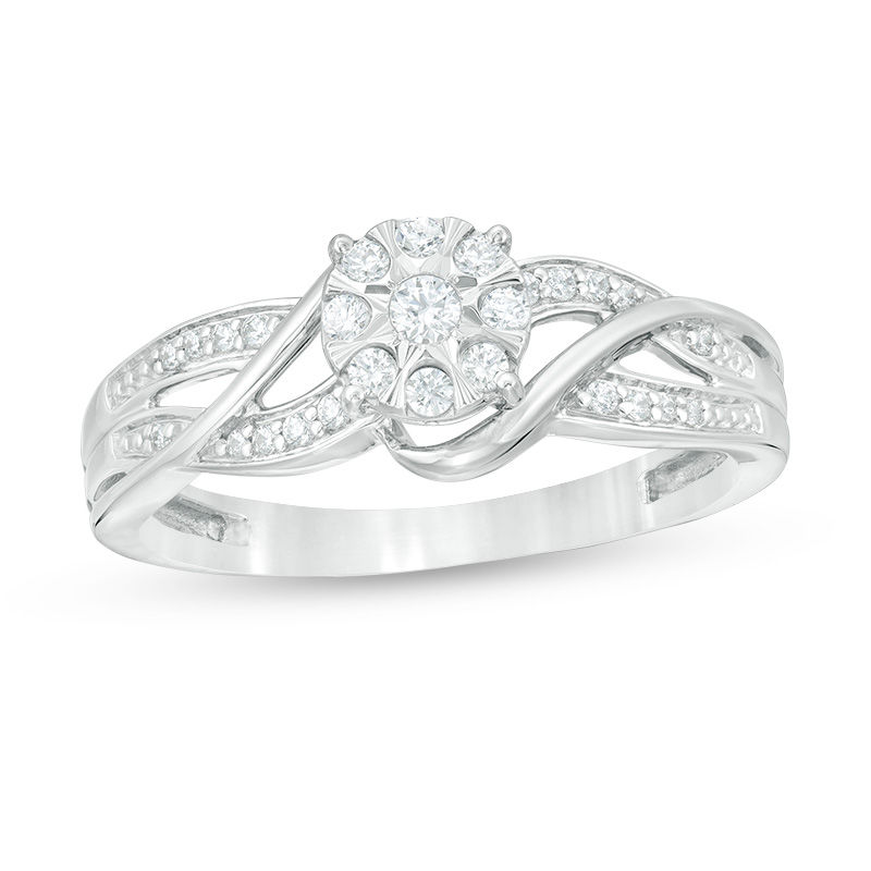 Main Image 1 of 1/5 CT. T.W. Composite Diamond Bypass Promise Ring in 10K White Gold