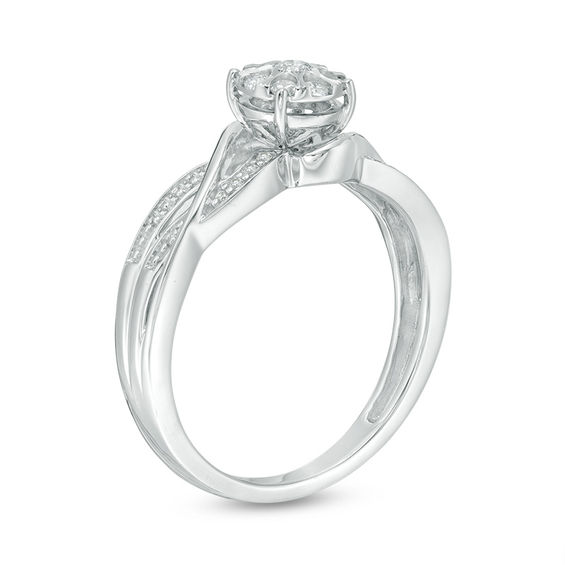 1/5 CT. T.w. Composite Diamond Bypass Promise Ring in 10K White Gold