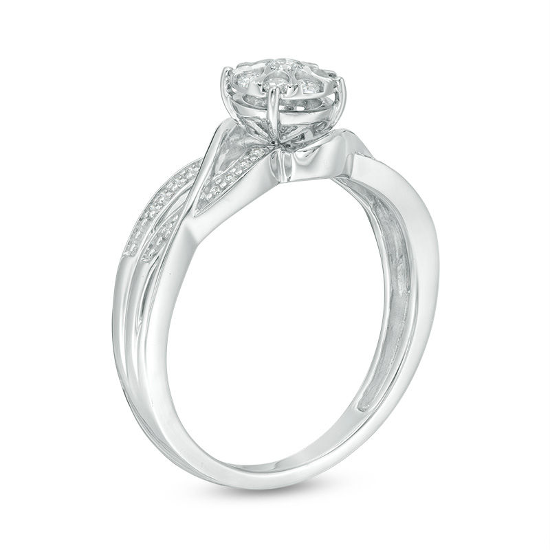 Main Image 2 of 1/5 CT. T.W. Composite Diamond Bypass Promise Ring in 10K White Gold