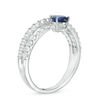 Thumbnail Image 2 of Pear-Shaped Lab-Created Blue and White Sapphire Crossover Ring in Sterling Silver