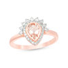 Thumbnail Image 1 of Pear-Shaped Morganite and 1/4 CT. T.W. Diamond Frame Ring in 10K Rose Gold