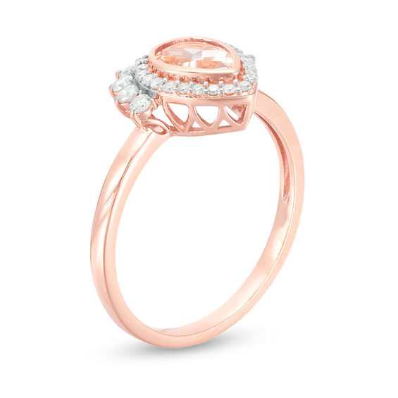 Pear-Shaped Morganite and 1/4 CT. T.w. Diamond Frame Ring in 10K Rose Gold