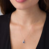 Thumbnail Image 2 of Pear-Shaped Blue Sapphire and 1/4 CT. T.W. Diamond Double Frame Teardrop Pendant in 10K White Gold