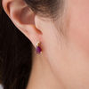 Thumbnail Image 2 of Pear-Shaped Ruby and Diamond Accent Swirl Drop Earrings in 10K Gold