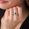 Thumbnail Image 3 of 7.0mm Lab-Created Blue and White Sapphire Octagon Frame Double Row Vintage-Style Ring in Sterling Silver