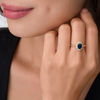 Thumbnail Image 3 of Oval Blue Sapphire and 1/5 CT. T.W. Diamond Frame Vintage-Style Ring in 10K Gold