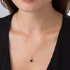 Thumbnail Image 2 of Oval Blue Sapphire and 1/6 CT. T.W. Diamond Frame Vintage-Style Pendant in 10K Gold