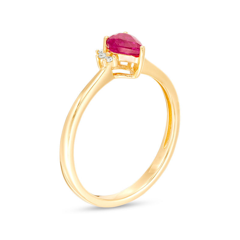 Main Image 2 of Pear-Shaped Ruby and Diamond Accent Ring in 10K Gold