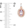Thumbnail Image 1 of Oval Amethyst and Lab-Created White Sapphire Frame Drop Earrings in Sterling Silver with 18K Rose Gold Plate