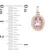 Thumbnail Image 2 of Oval Amethyst and Lab-Created White Sapphire Frame Drop Earrings in Sterling Silver with 18K Rose Gold Plate