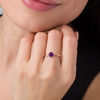 Thumbnail Image 2 of 6.0mm Amethyst and 1/10 CT. T.W. Diamond Swirl Shank Ring in 10K Rose Gold