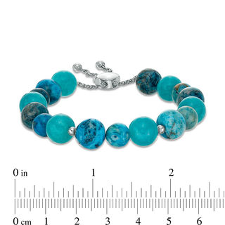 Blue Quartz and Agate Bead Bolo Bracelet in Sterling Silver - 9