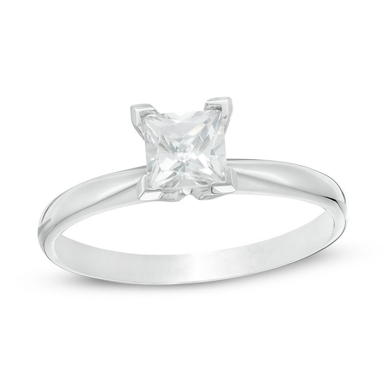 Main Image 1 of 3/4 CT. Princess-Cut Diamond Solitaire Engagement Ring in 14K White Gold (J/I3)