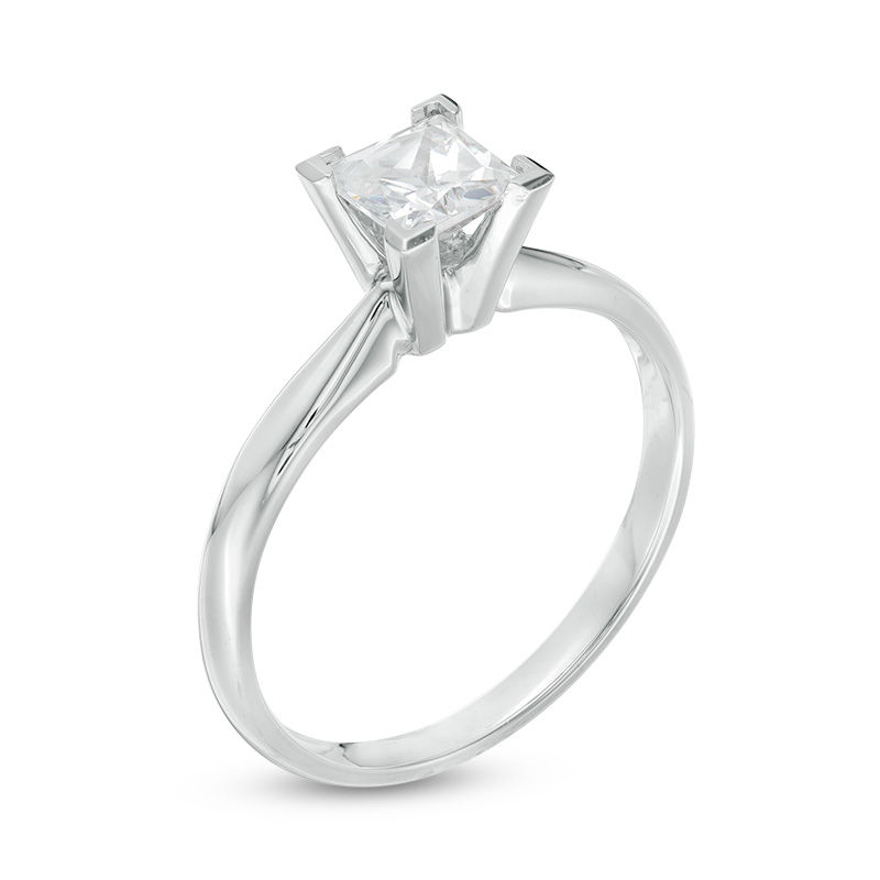 Main Image 2 of 3/4 CT. Princess-Cut Diamond Solitaire Engagement Ring in 14K White Gold (J/I3)