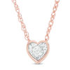Thumbnail Image 0 of 1/10 CT. Diamond Solitaire Heart-Shaped Necklace in 10K Rose Gold (I/I3)