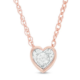1/10 CT. Diamond Solitaire Heart-Shaped Necklace in 10K Rose Gold (I/I3)