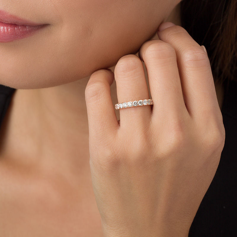 Main Image 3 of 7/8 CT. T.W. Diamond Ten Stone Wedding Band in 10K Rose Gold