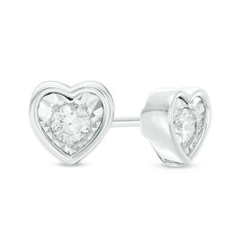 1/8 CT. T.W. Diamond Solitaire Heart-Shaped Stud Earrings in 10K White Gold (I/I3)