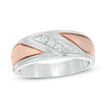 Thumbnail Image 1 of 1/8 CT. T.W. Diamond Three Stone Slant Wedding Band in 10K Two-Tone Gold