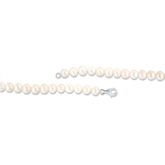 4.0-12.0mm Oval Freshwater Cultured Pearl Tassel Strand Necklace with Sterling Silver Accent Beads and Clasp-30"