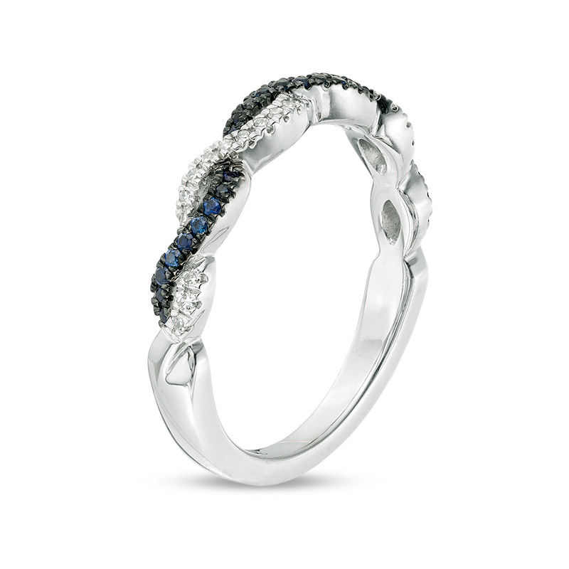 Main Image 2 of Vera Wang Love Collection Blue Sapphire and 1/10 CT. T.W. Diamond Twist Band in Sterling Silver