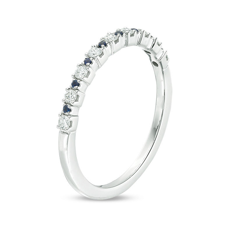 Main Image 2 of Vera Wang Love Collection 1/6 CT. T.W. Diamond and Blue Sapphire Alternating Band in Sterling Silver