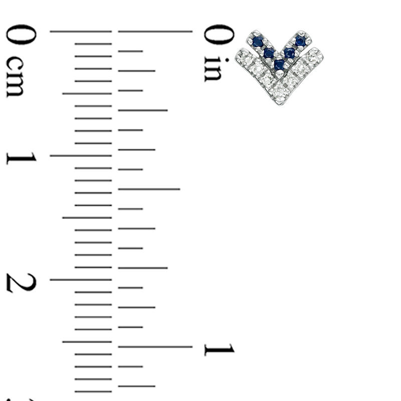 Main Image 3 of Vera Wang Love Collection Blue Sapphire and 1/15 CT. T.W. Diamond Chevron Stud Earrings in Sterling Silver