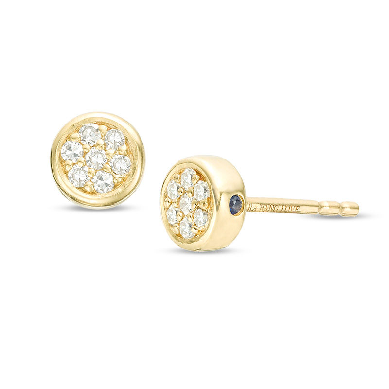 Vera Wang Love Collection 1/15 CT. T.W. Composite Diamond and Blue Sapphire Stud Earrings in 14K Gold