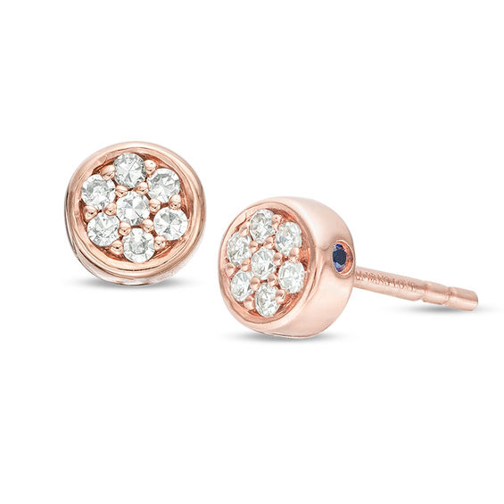 Vera Wang Love Collection 1/15 CT. T.w. Composite Diamond and Blue Sapphire Stud Earrings in 14K Rose Gold