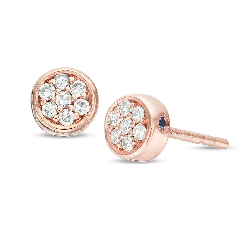 Main Image 1 of Vera Wang Love Collection 1/15 CT. T.W. Composite Diamond and Blue Sapphire Stud Earrings in 14K Rose Gold