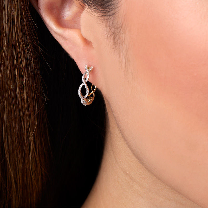 1/4 CT. T.W. Diamond Twist Hoop Earrings in 10K Gold