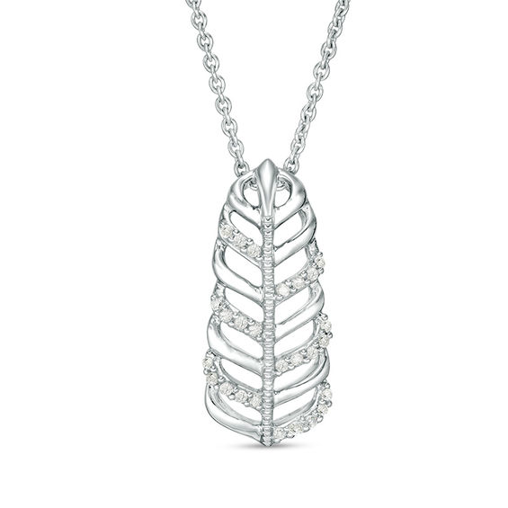 1/10 CT. T.w. Diamond Leaf Pendant in Sterling Silver