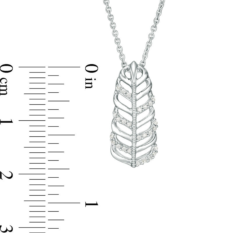 Main Image 3 of 1/10 CT. T.W. Diamond Leaf Pendant in Sterling Silver