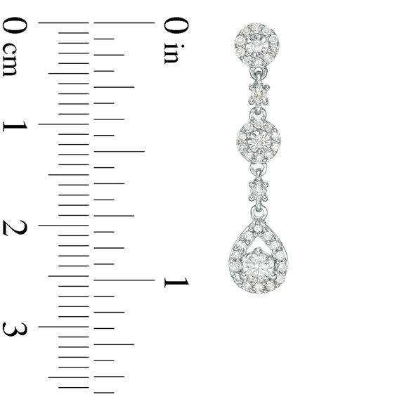 1/2 CT. T.w. Diamond Pear-Shaped Frame Triple Drop Earrings in 10K White Gold