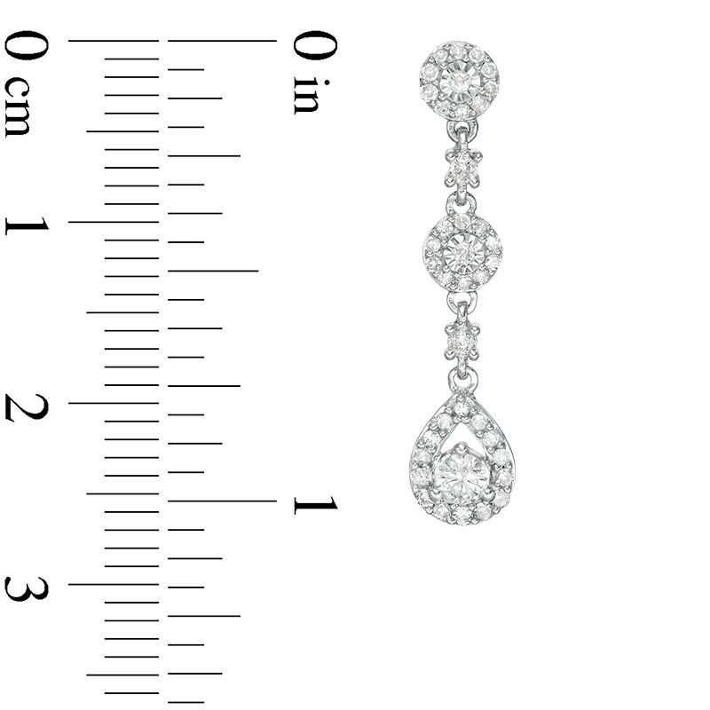 Main Image 3 of 1/2 CT. T.W. Diamond Pear-Shaped Frame Triple Drop Earrings in 10K White Gold