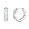 Thumbnail Image 1 of 1/4 CT. T.W. Diamond Wide Hoop Earrings in 10K White Gold