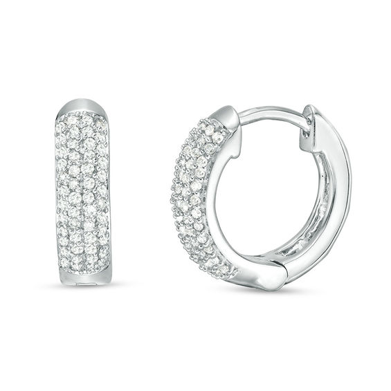1/4 CT. T.w. Diamond Wide Hoop Earrings in 10K White Gold