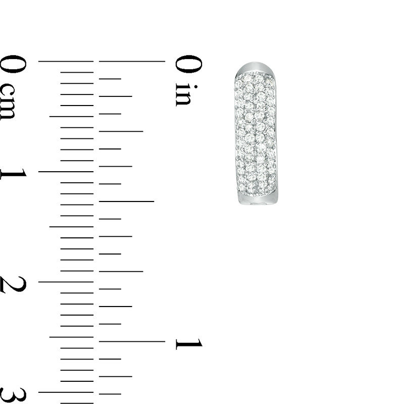 Main Image 3 of 1/4 CT. T.W. Diamond Wide Hoop Earrings in 10K White Gold